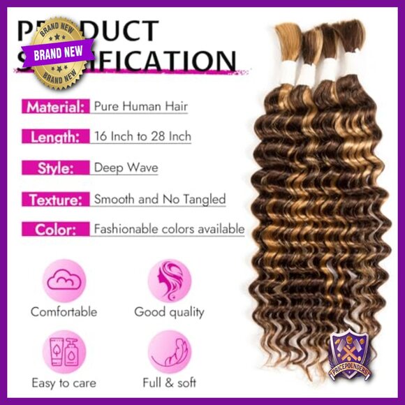 Deep Wave Human Hair Braiding Extensions 16 Inch 50g 2 Bundles main image 4